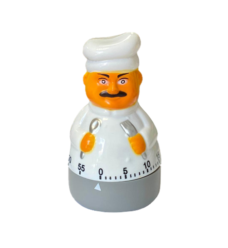 Plastic Little Chef Shaped Kitchen Cooking Timer 60 Minutes 10cm 7873 (Parcel Rate)
