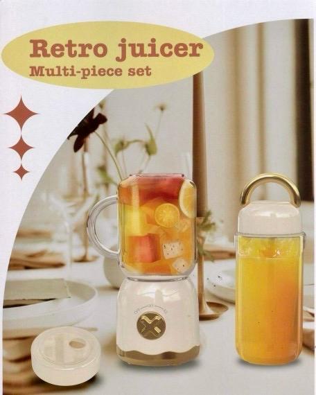 Mini Electric Plastic Retro Style Kitchen Juice Blender with Bottle 500ml Assorted Colours 7885 (Parcel Rate)