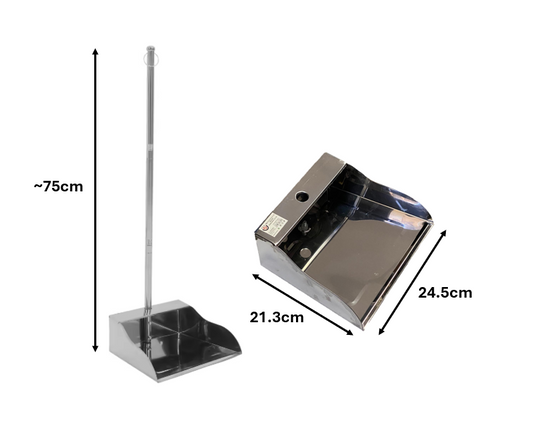 Metal Cleaning Dustpan with Long Handle 23.5 x 21.3 x 75cm 7892 (Big Parcel Rate)