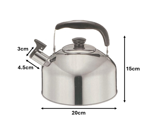 Stainless Steel Metal Whistling Camping Kettle 2.5L 7893 (Parcel Rate)