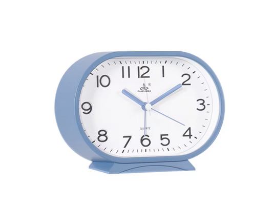 Oval Plastic Analogue Alarm Clock 15.5 x 10.4 x 4.2cm Assorted Colours 7908 (Parcel Rate)