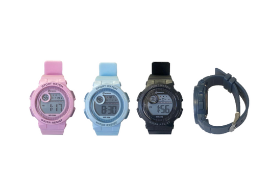 Mingrui Water Resistant Plastic Digital Sports Watch Assorted Colours 7914 (Parcel Rate)