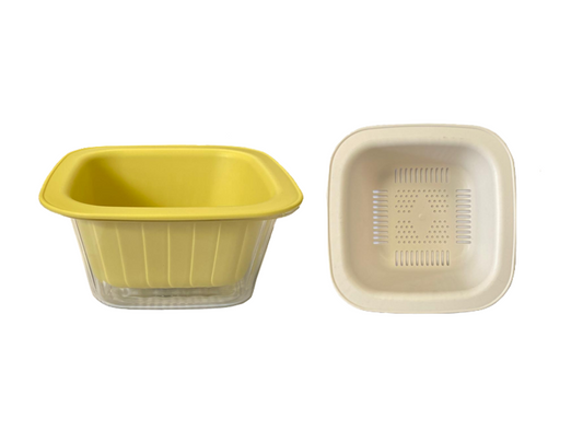 Plastic Square Fruit Washing Basin Bowl with Strainer 14.5 x 14.5 x 7cm Assorted Colours 7916 (Parcel Rate)