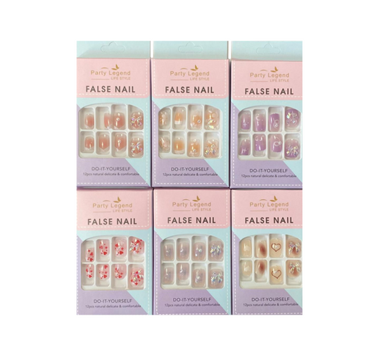 Artificial Fake Nail Extensions with Bow Assorted Designs 7920 (Large Letter Rate)