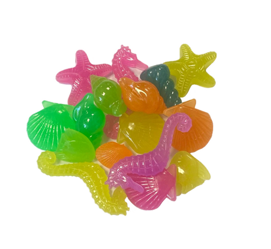 Plastic Aquarium Fish Tank Luminous Sea Life / Shells Decoration 70g Assorted Designs and Colours 7932 (Large Letter Rate)