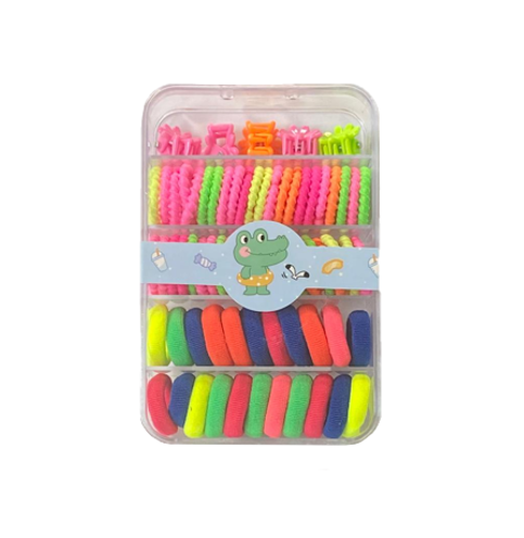 Mini Box of 5 Assorted Hair Accessories Clips and Elastic Bands 1.5 - 2 cm Assorted Colours 7944 (Large Letter Rate)