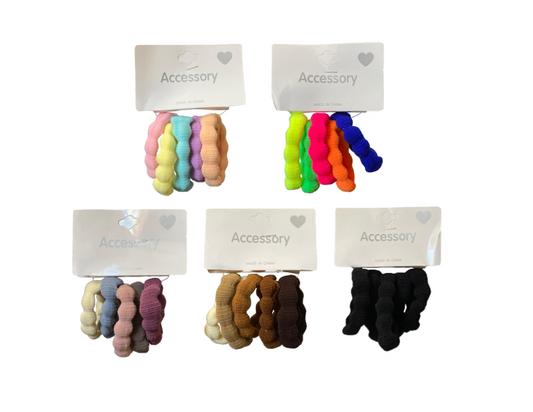 Hair Bobble Elastic Tie Pack of 5 Assorted Colours 7945 (Large Letter Rate)