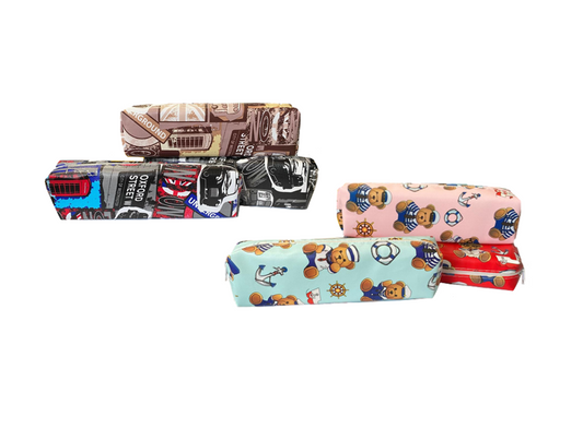 Stationery Pencil Case 19.5 x 5 x 4cm Assorted Designs and Colours 7946 (Parcel Rate)