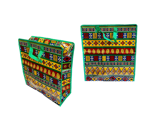 Medium Plastic Shopping Laundry Bag with Printed Design 40 x 45 x 18cm Assorted Designs 7947 (Parcel Rate)