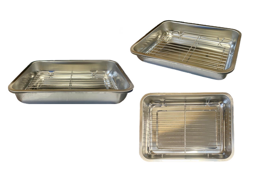 Metal Roasting Lasagne Tray Pan with Grill Rack 31.5 x 21.5 x 7cm 7952 (Parcel Rate)