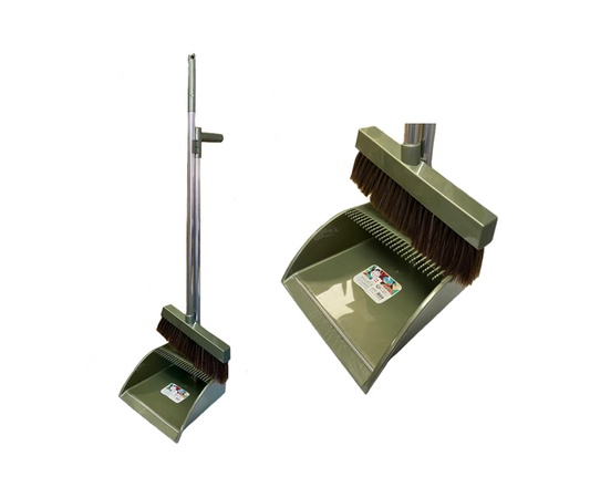 Large and Extra Wide Plastic / Metal Long Handle Dustpan and Brush Set 85 / 96cm Assorted Colours 7972 (Big Parcel Rate)
