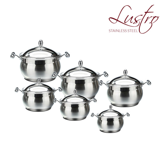 SQ Professional Lustro Stainless Steel Imperiale Casserole Set of 6 7991 (Big Parcel Rate)