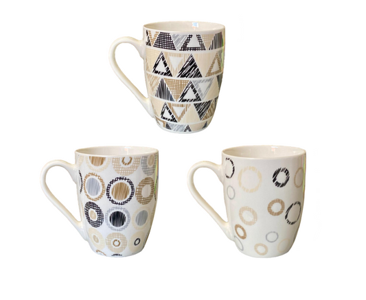 Ceramic Tea Coffee Mug with Abstract Print 10.5 x 8.2cm Assorted Designs 7993 (Parcel Plus Rate)