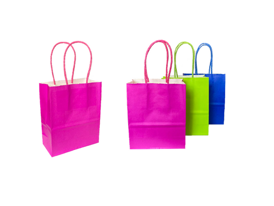 Solid Colour Paper Gift Bag Extra Small 12 x 6 x 15cm Assorted Colours 7996 (Large Letter Rate)