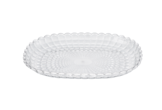 Transparent Plastic Coffee Table Serving Tray with Scalloped Edge 47 x 32.5cm 8022 (Parcel Rate)