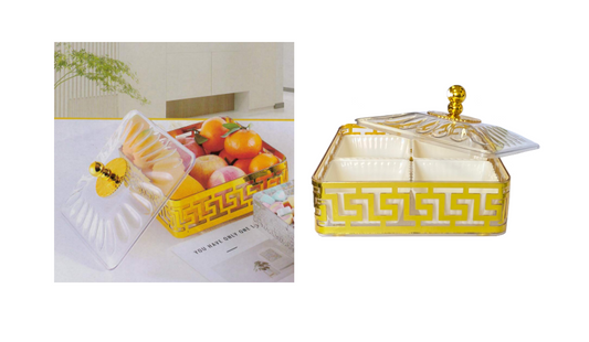 Square Plastic Dry Fruit Nut Sweets Display Storage Container with Lid 21 x 21 x 7.5cm Assorted Colours 8024 (Parcel Rate)