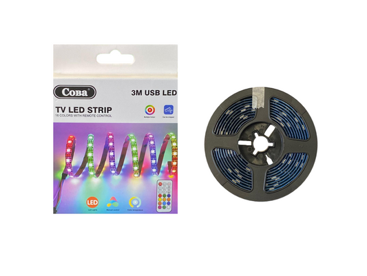 Adhesive Multicolour Indoor TV USB LED Strip with Remote 3m 8045 (Parcel Rate)