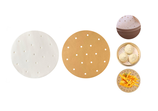 Perforated Round Non Stick Kitchen Steamer / Air Fryer Liner 200mm 50pcs Assorted Colours 8056 (Large Letter Rate)