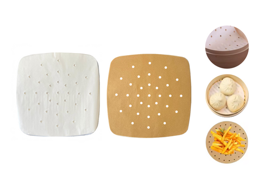 Perforated Square Non Stick Kitchen Steamer / Air Fryer Liner 205 x 205mm 50pcs Assorted Colours 8057 (Large Letter Rate)