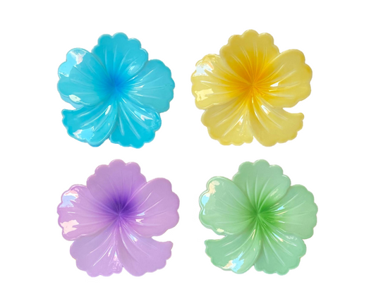 Plastic Tropical Hibiscus Flower Hair Claw Clip 8cm Assorted Colours 8067 (Parcel Rate)