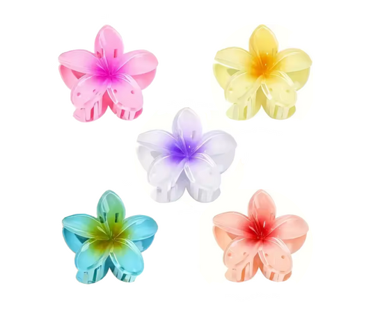 Plastic Tropical Frangipani Flower Hair Claw Clip 8cm Assorted Colours 8069 (Parcel Rate)