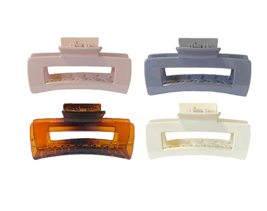 Plastic Hair Claw Clip Rectangular 10cm Assorted Colours 8071 (Parcel Rate)