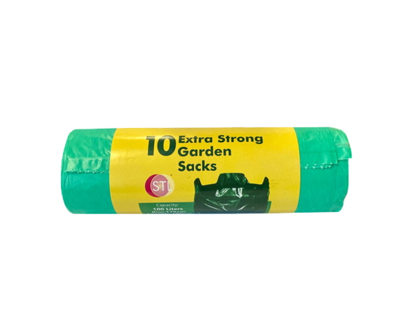 Green Garden Waste Sacks Bin Bags 100L Roll of 10 890307 (Parcel Rate)