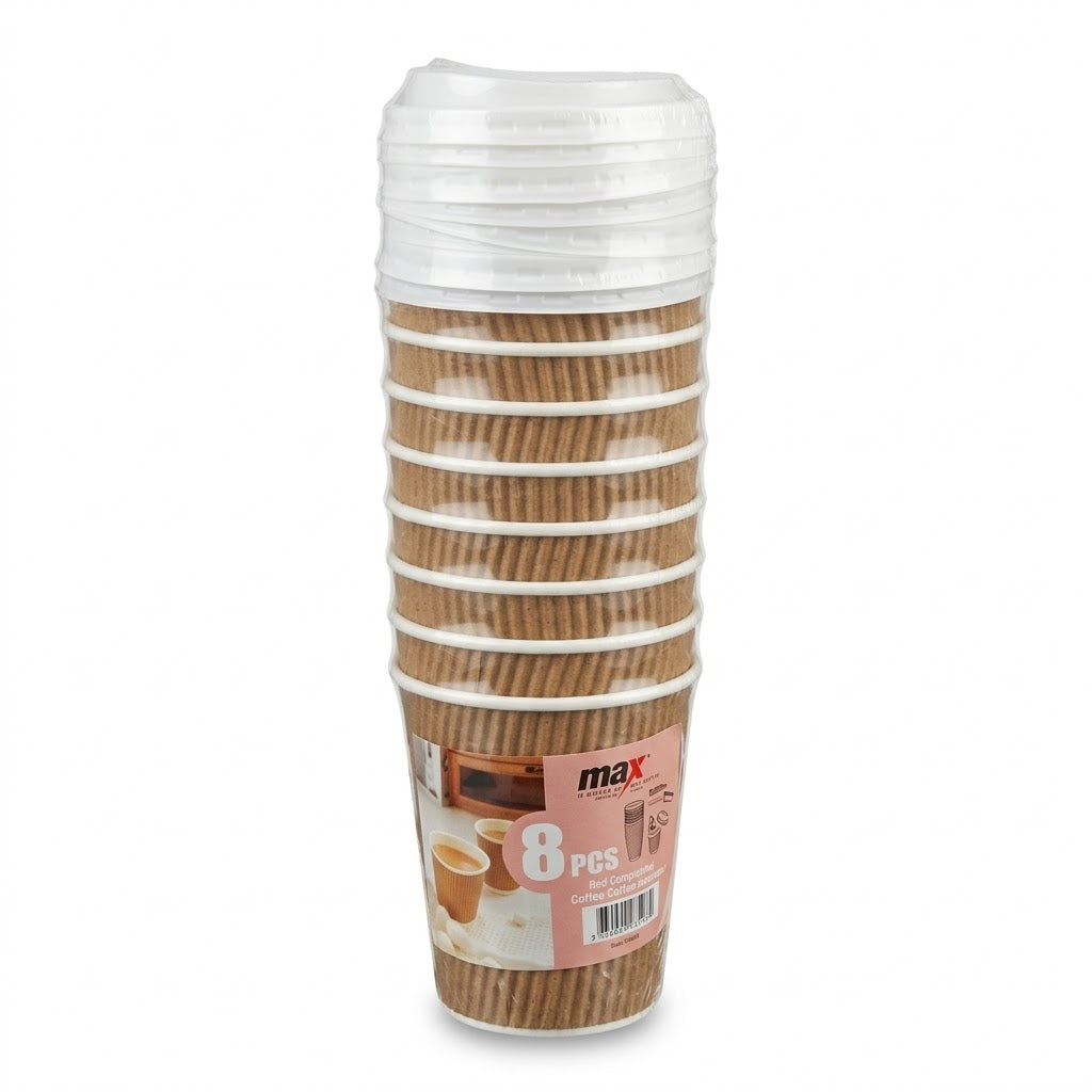 8 OZ Double Wall Paper Cups With Lids SKU MX6091