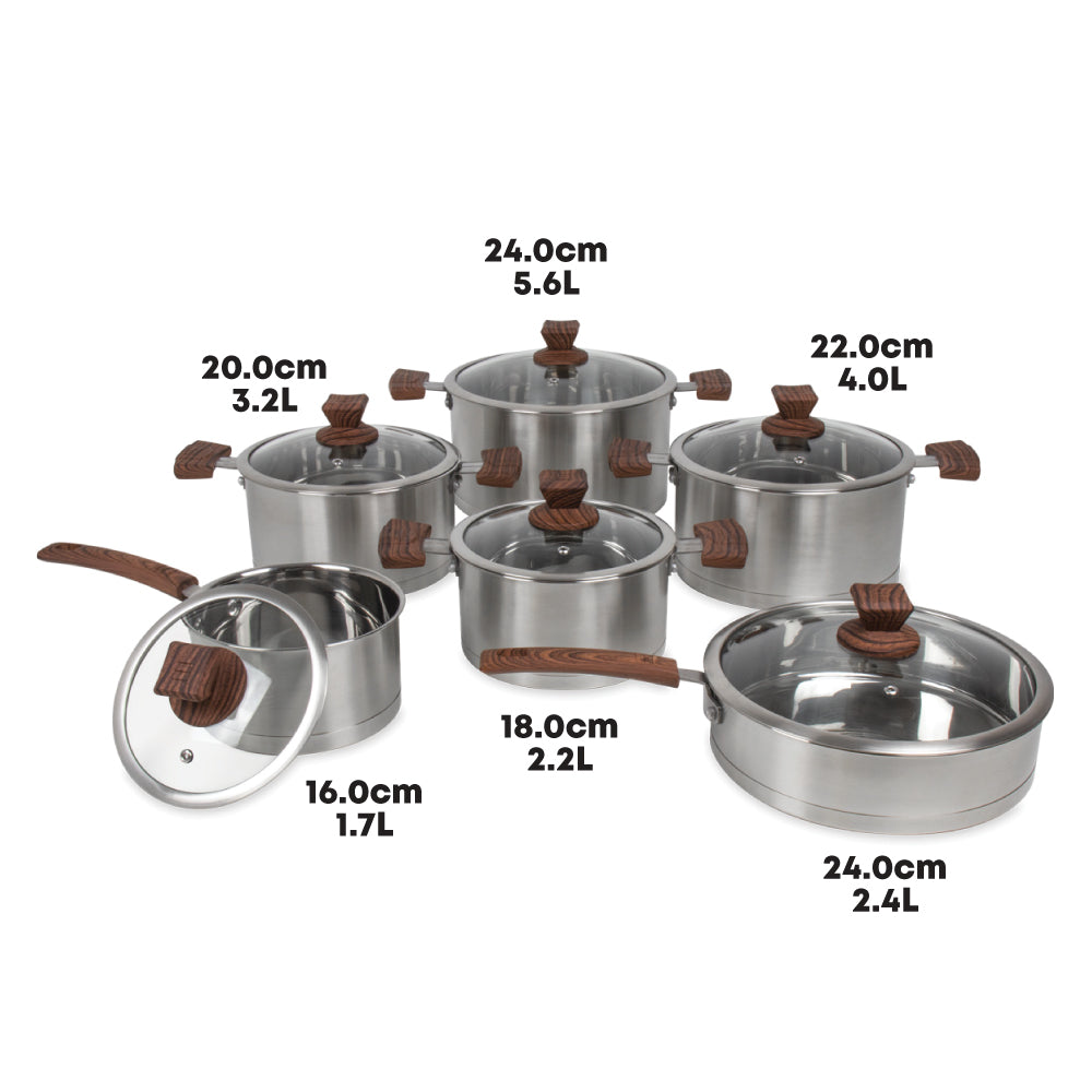 SQ Professional Lustro Touch Stainless Steel Cookware Set of 6 Brown 9965 (Big Parcel Rate)