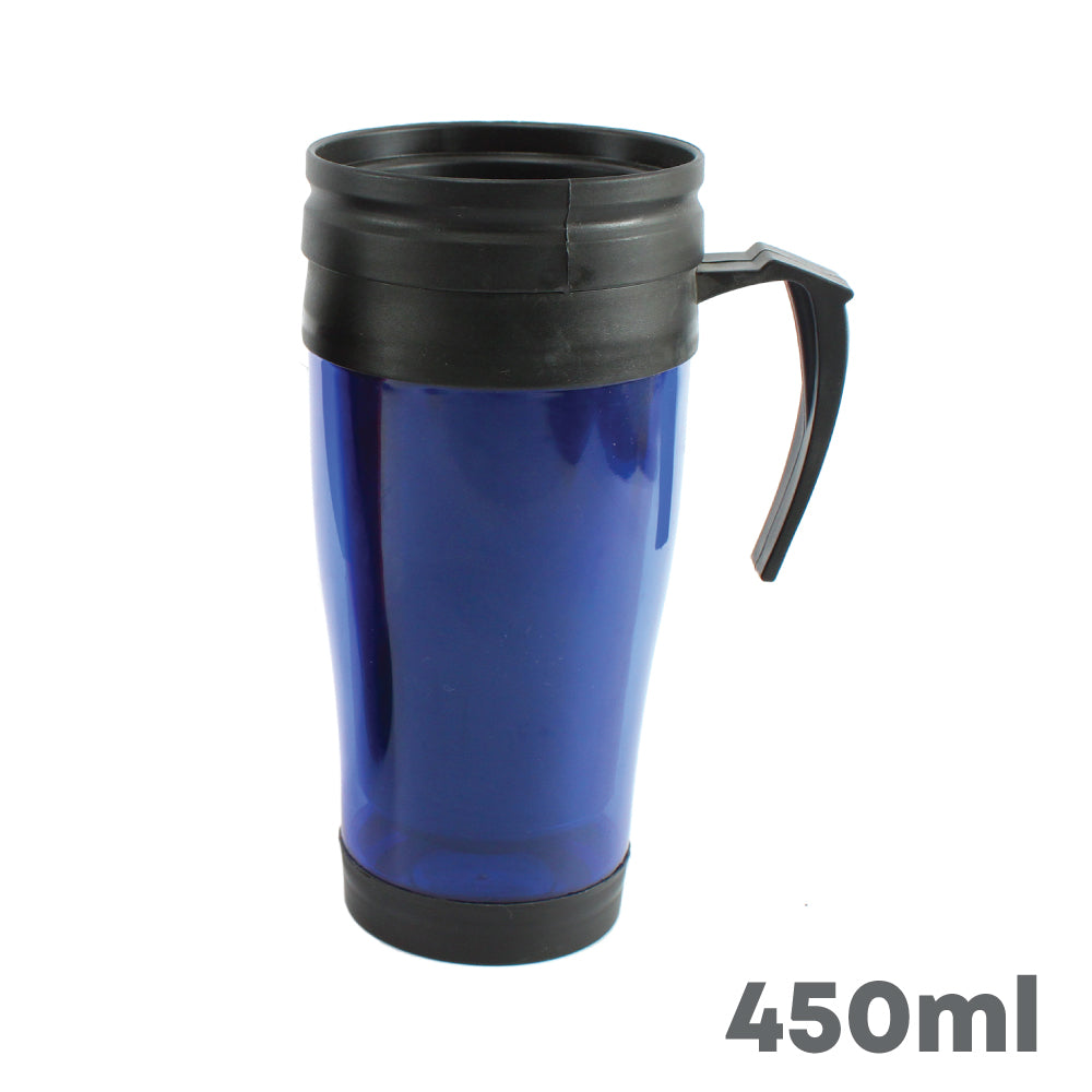 SQ Professional Car Coffee Tea Travel Mug with Handle 450ml Assorted Colours 0045 / 9995