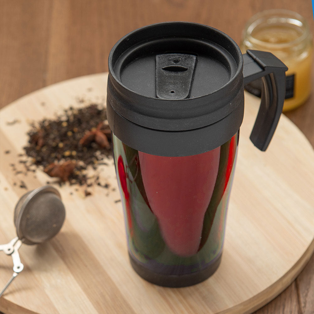 SQ Professional Car Coffee Tea Travel Mug with Handle 450ml Assorted Colours 0045 / 9995
