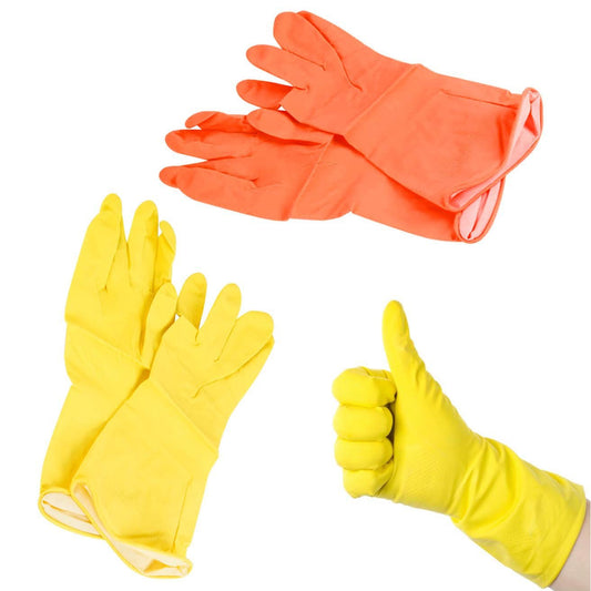 Yellow / Orange Latex Washing Up Cleaning Household Gloves Large 1138 (Large Letter Rate)
