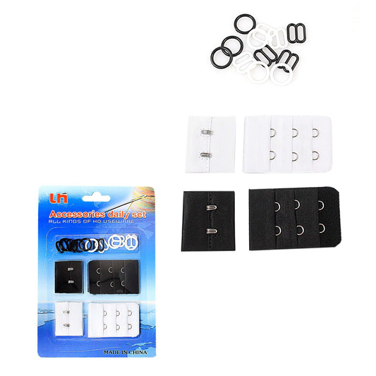 Assorted Elastic Bra Buckle Set Black and White 4808 (Large Letter Rate)