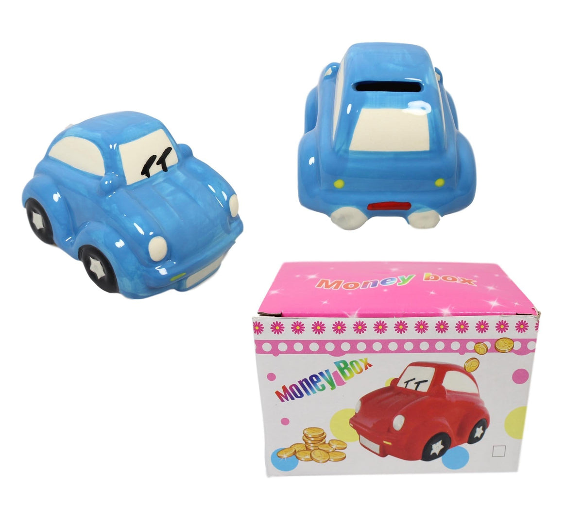 Children's Ceramic Car Money Box Piggy Bank 13 x 8 cm Assorted Colours 5598