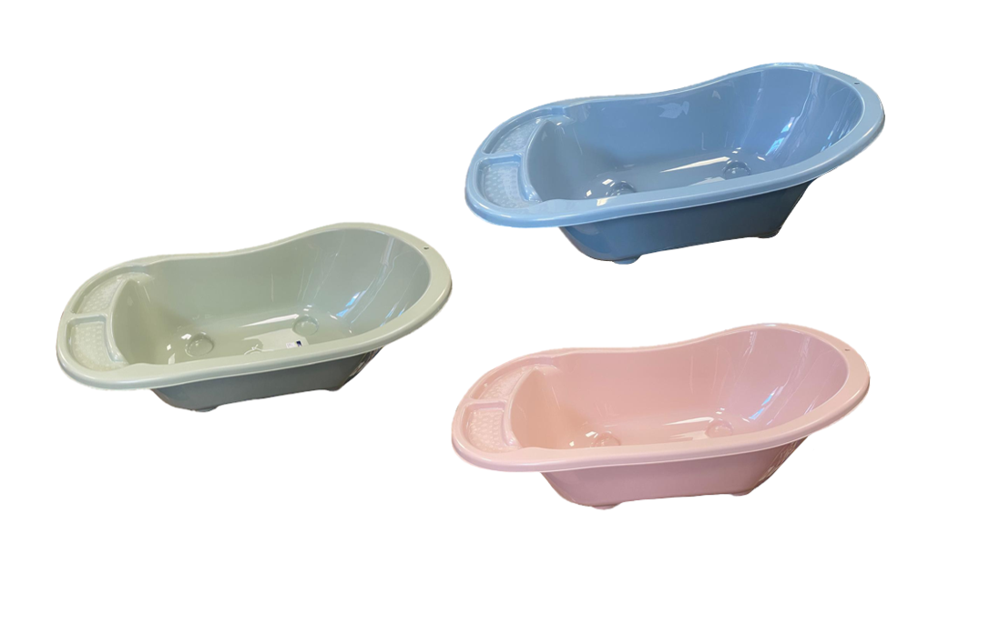 Plastic Baby Bath with Drain Assorted Colours D12004 (Big Parcel Rate)