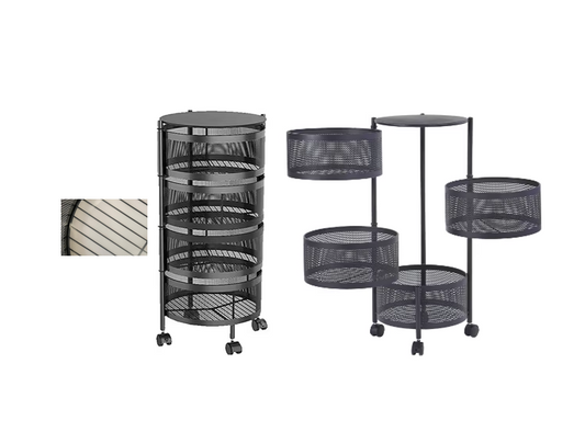 Metal Mesh 4 Tier Multipurpose Organiser Rack with Wheels 31 x 30.5 x 72.5 cm Black DL1001 (Big Parcel Rate)