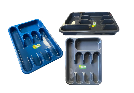 Plastime Plastic Cutlery Drawer Organiser Tray 5 Sections 33 x 25 x 4cm Assorted Colours H0301 (Parcel Rate)