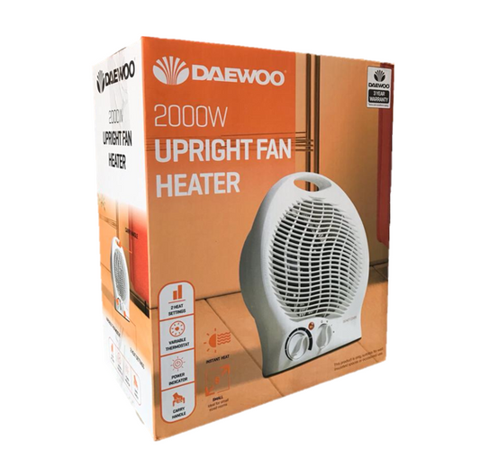 Daewoo Plastic Upright Fan Heater 2000W White HEA1926 A W25 (Parcel Rate)