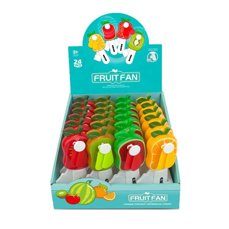 Mini Hand Pressure Fan Fruit Shape 13.5 cm Assorted Designs 7149