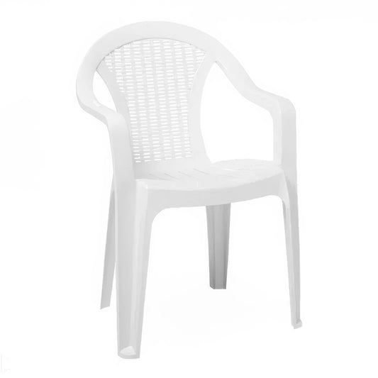 Mega White Garden Outdoor Chair Plastic 56 x 42 x 78 cm CT010 (Big Parcel Rate)