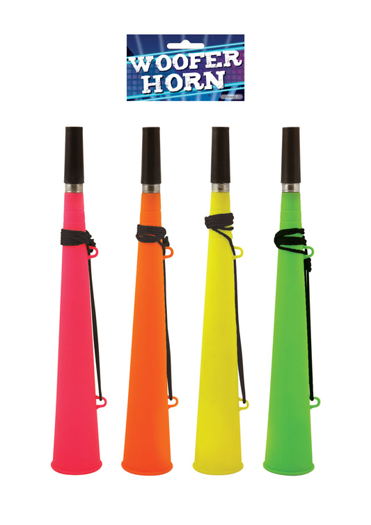 Large Plastic Carnival Festival Party Woofer Horn with String 37cm Assorted Colours N52198 (Parcel Rate)