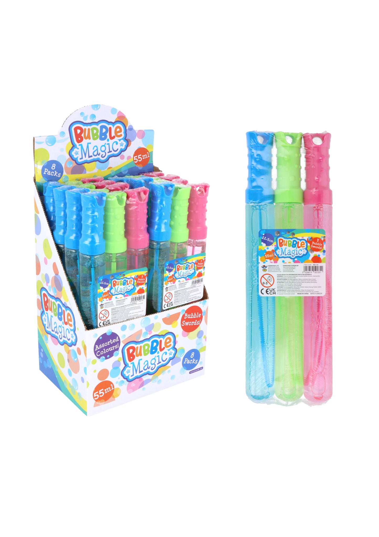 Bubble Wand Sword 55ml Pack of 3 Assorted Colours R50135 (Parcel Rate)