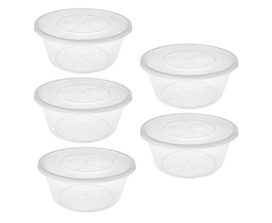 Disposable Plastic Round Food Container 16oz / 500ml Pack of 5 SK28161 (Parcel Rate)