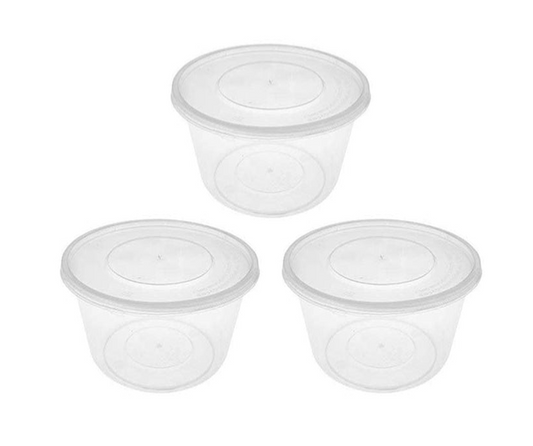Disposable Plastic Round Food Container 40oz / 1250ml Pack of 3 SK28172 (Parcel Rate)