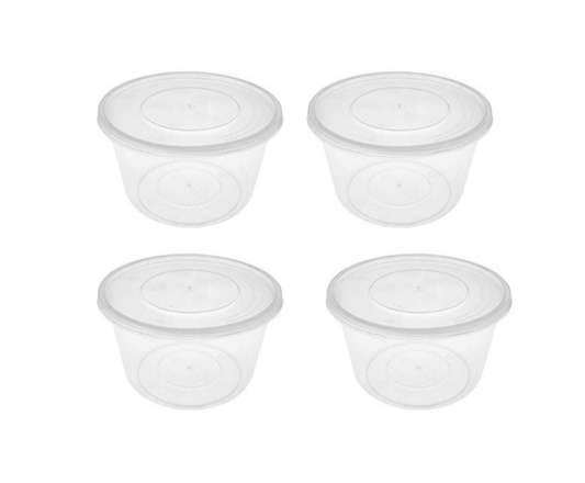Disposable Plastic Round Food Container 25oz / 750ml Pack of 4 SK28190 (Parcel Rate)