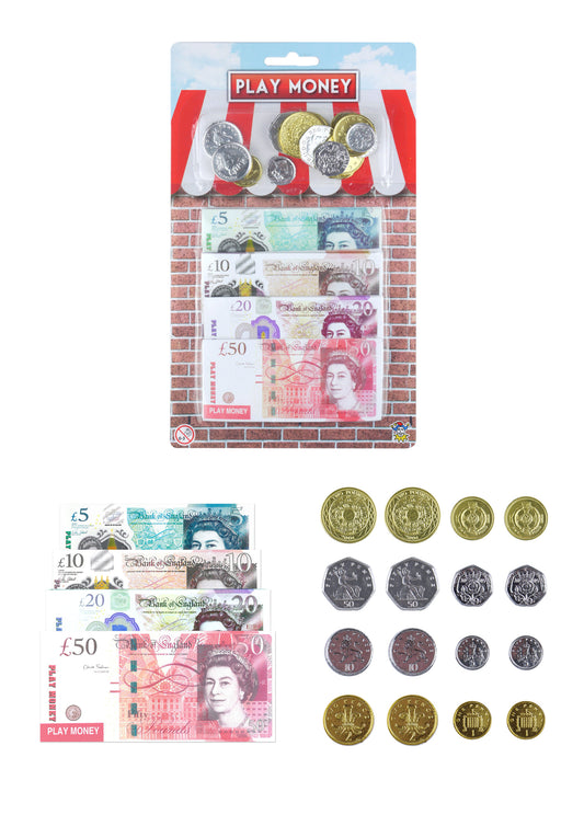 Kids Fake Play Money Notes & Pound Coins 15 x 1 x 22.5cm T09378 A (Large Letter Rate)