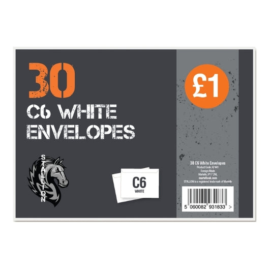 OOP! C6 White Envelopes Pack of 30 A2441 (Large Letter Rate)