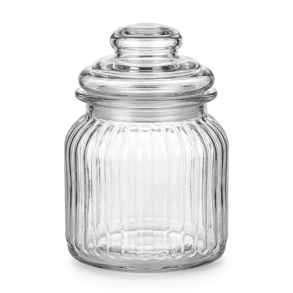 Glass Bottle 700ml Clear Storage Container 11x11x16cm 488g SKU8203