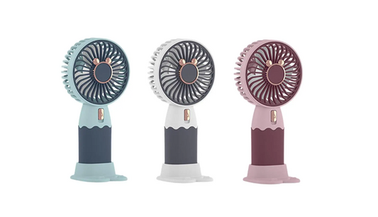 Mini Hand Fan with Stand 15 cm USB Rechargeable Assorted Colours 7151 / 7668 A (Parcel Rate)
