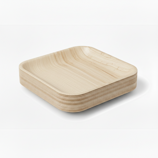 Biodegradable Disposable Square Areca Palm Leaf Plates 6" Pack of 25 EC0386 (Parcel Rate)